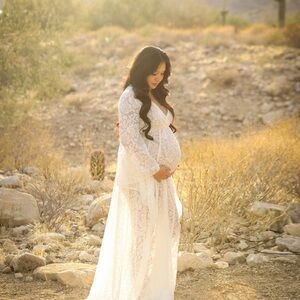 Source Unknown White Lace Maternity Dress